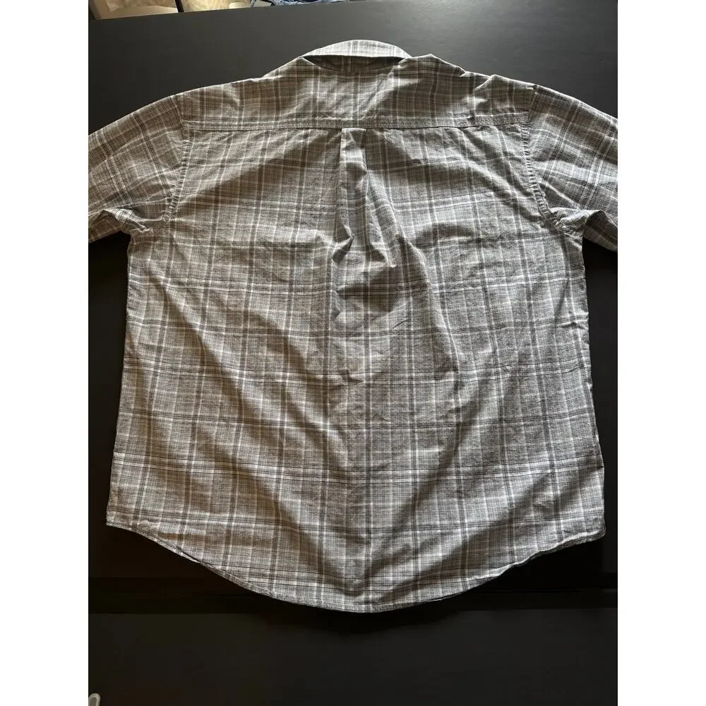 Panhandle Rough Stock Men’s XL Grey Plaid Long Sleeve Button Front Western Shirt - Picture 4 of 8